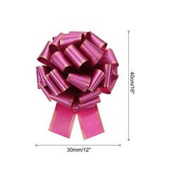 12 Inch Large Pull Bow Metallic Car Ribbon with Gold Edge Wine Red