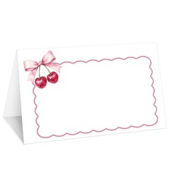 25 PCS Cherry Bow Wave Place Cards Tent Name Table Setting Food Label 031