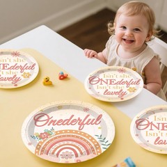 193pcs Isn’t She Onederful Birthday Decorations Tableware Complete Party Set,…