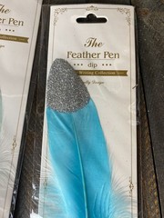 6 Pk Feather Teal & Blue Decorated Ballpoint Pens Black Ink Guest Book Wedding