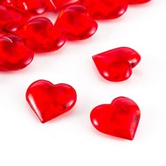 Acrylic Heart Translucent Hearts Shaped Crystals Gems for Table Scatter, Red