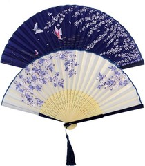 Bantoye 2 Pieces Handheld Fans, Silk Folding Fans with Bamboo Frames for…
