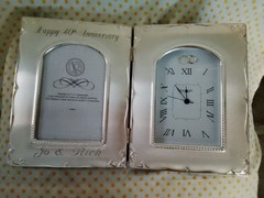 40 Wedding anniversary photo frame and clock ,engraved name JO & NICK BY THINGS