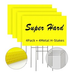 Blank Yard Signs with Stakes, Yellow 4 Pack12″x18″ Corrugated Plastic Sheet f…