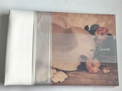 Western Wedding Guest Book, Pastel and Ivory Cowboy Hat and Roses