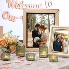 24 Green Glass Votive Tealight Candle Holders for Wedding Party Decor