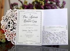 50PCS Wedding Invitation Card Personalized Laser Cut Romantic Party Floral Lace