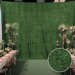 8ft x 8ft GREEN Polyester Backdrop CURTAIN Drape Panel Shaggy Fringe Party Event