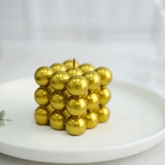 2 GOLD Bubble Cube Unscented Paraffin Wax CANDLES Wedding Centerpieces Events