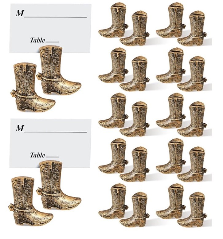 22 Pcs Cowboy Boots Table Card Holder Table Number Holders 1.9 x 1.6» Alloy
