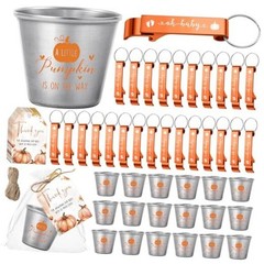 Vesici Sets 50 Sets Baby Shower Favors 1.5 oz Stainless Steel Shot 25 Orange