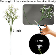 7-Pcs 21” Secure-Stem Realistic Artificial White Babys Breath (Gypsophila) Flowe