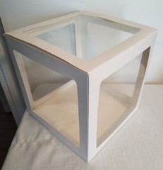 Balloon Boxes LOT OF 3 White 12″ Transparent w/ Trim Centerpiece Decorations NEW
