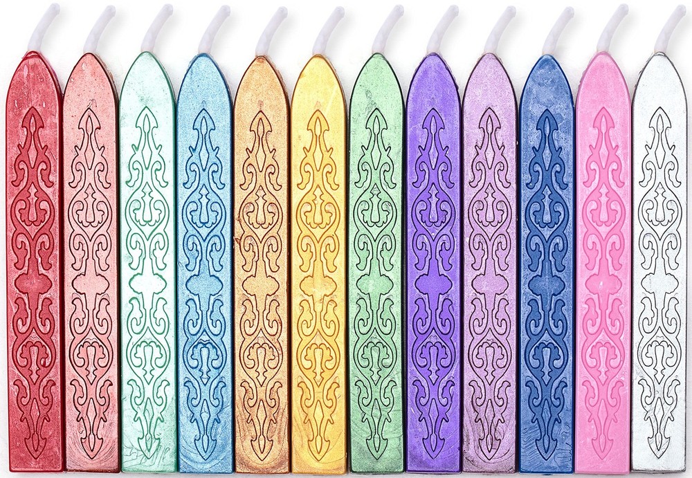 12 Pieces Sealing Wax Sticks with Wicks for Letter Seal Wax Stamp,Wedding Invita