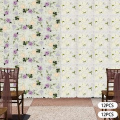 3D Flower Wall Panel 12pcs Artificial Flower Wall Background Silk Rose Mat