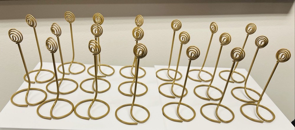 20 Pieces -Lot • Gold Spiral Place Card Holders.