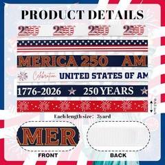 YKW 6 Pack Patriotic Ribbon for America 250th Anniversary, 5/8 Inch x 18 Yards