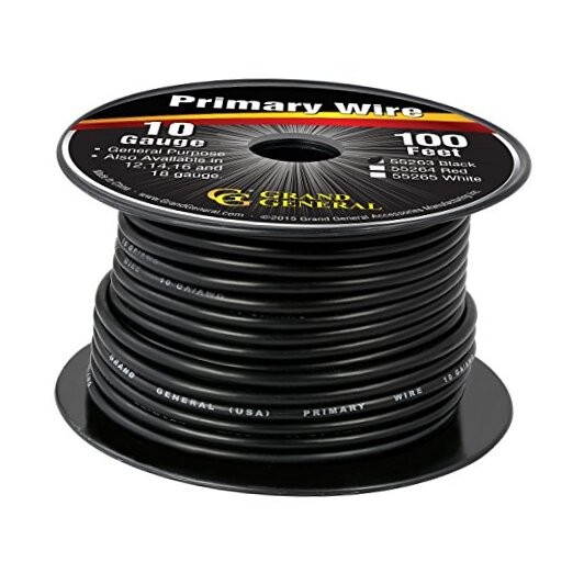 Grand General 55263 Primary Wire 100ft Roll with Spool (for 100 feet Black
