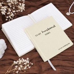 AKONEGE Wedding Vow Books His and Hers – Set of 2 Linen 5.87″ x 5.16″, Cream