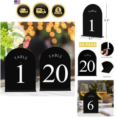 Arch Wedding Table Numbers 1-20 with Stands – Double-Sided Printed 5″ X 7″ Ac…