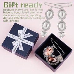 Bylion 2 Sets Wedding Bouquet Photo Charms Bouquet Charm for Gift Double Lacy