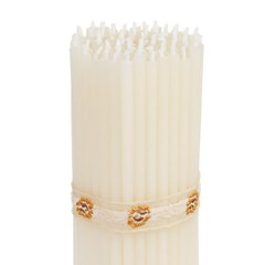 DEYBBY Mini White Beeswax Candles – 50 Count – 50 pack,
