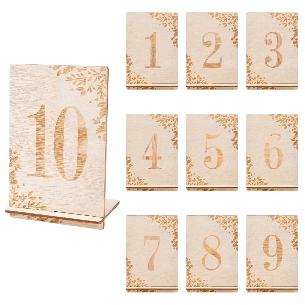 Wedding Wooden Table Numbers with Wooden Base,1-10 Rustic Wedding Centerpiece…