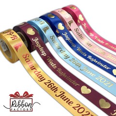 PERSONALISED 10mm RIBBON – PRINTED FOIL – SATIN – Birthdays Christening Parties