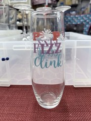 “Pop Fizz Clink” Cristar Champagne Clear Glass Flute Glass 9.6oz