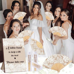 51 Pcs Wedding Favors for Guests Bulk 25 Wedding Foldable Hand Fans Vintage Lace