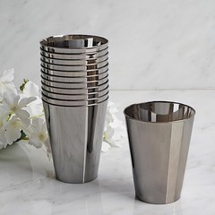 Plastic SILVER WINE GLASSES CUPS Disposable TABLEWARE Party Light Gray Catering