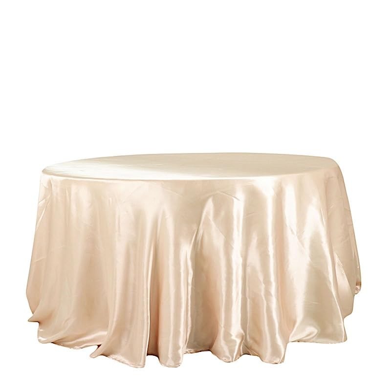 Balsa Circle Beige Satin Round Tablecloth 132 in for 132″ (Round),
