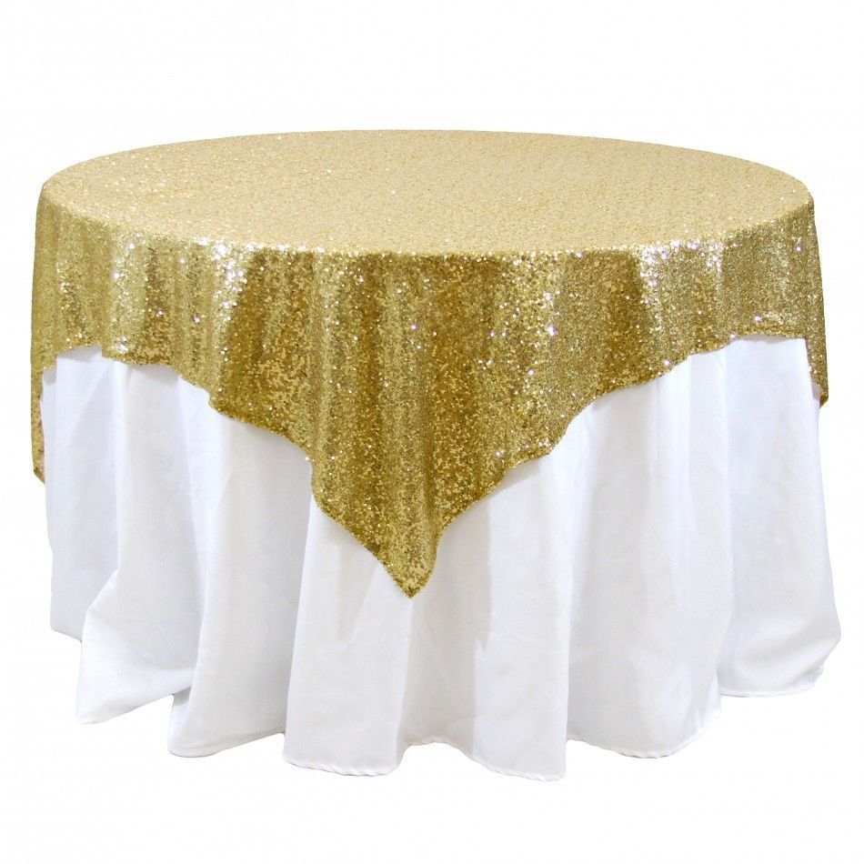 Sequin Overlay 54″ × 54″ Sparkly Shiny Tablecloth Design 4 COLORS WEDDING Party