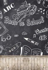 Laeacco 3x5ft Back to School Backdrop Vintage Wood Floor Rustic Blackboard Ph…