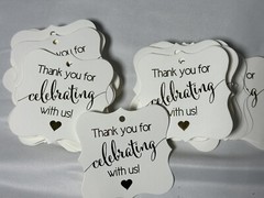 Gold Foil Card-stock Party Favor Tags, Thanks for Celebrating with Us-Qty 32