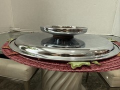 13.5” Silver Colored Finish Display Cake Stand with Pedestal