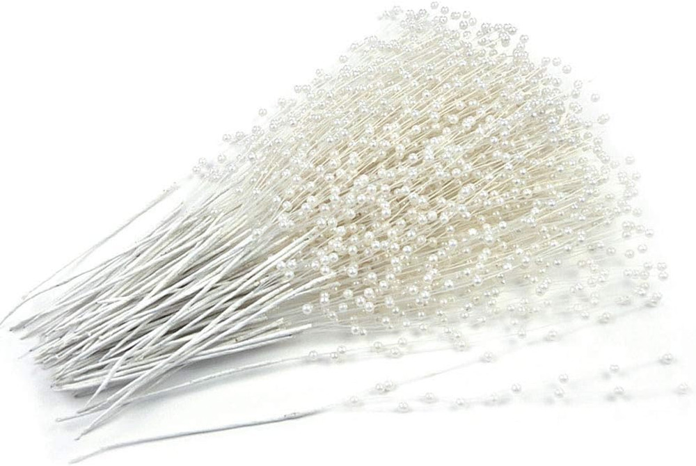 100 Stems Pearl Sticks Beading on Wire Stems for DIY Garland Bridal Wedding Pear