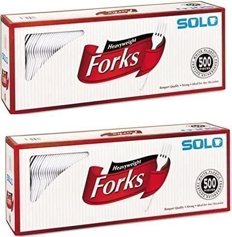 Solo Cup Company Mediumweight Plastic Cutlery, Forks, White, 500 Count (2 Pack)