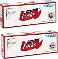 Solo Cup Company Mediumweight Plastic Cutlery, Forks, White, 500 Count (2 Pack)