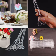 Plastic Floral Pick Card Holder, 100PCS Clear Heart Flower Card Holder Clips Sti