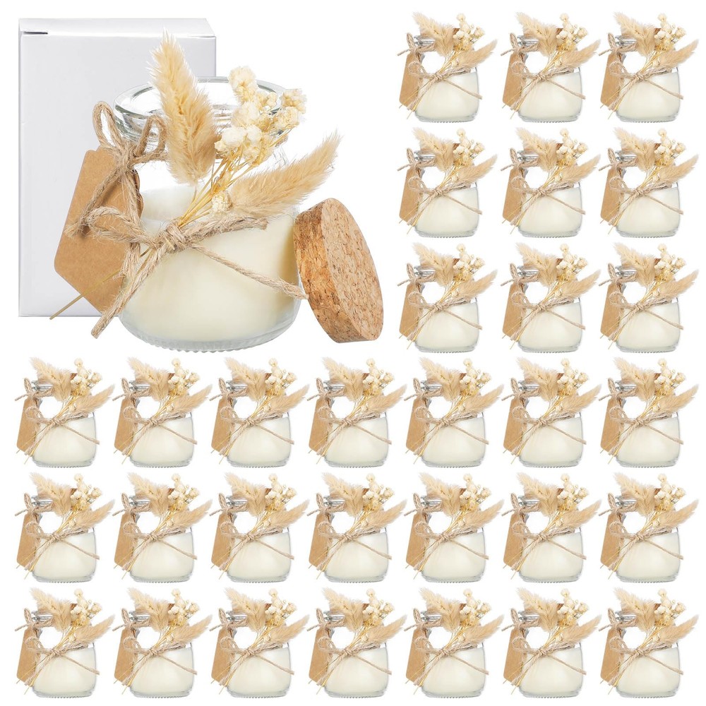 MTLEE 50 Sets Wedding Candle Favors for Guests Gifts Glass Candle Jars Bulk