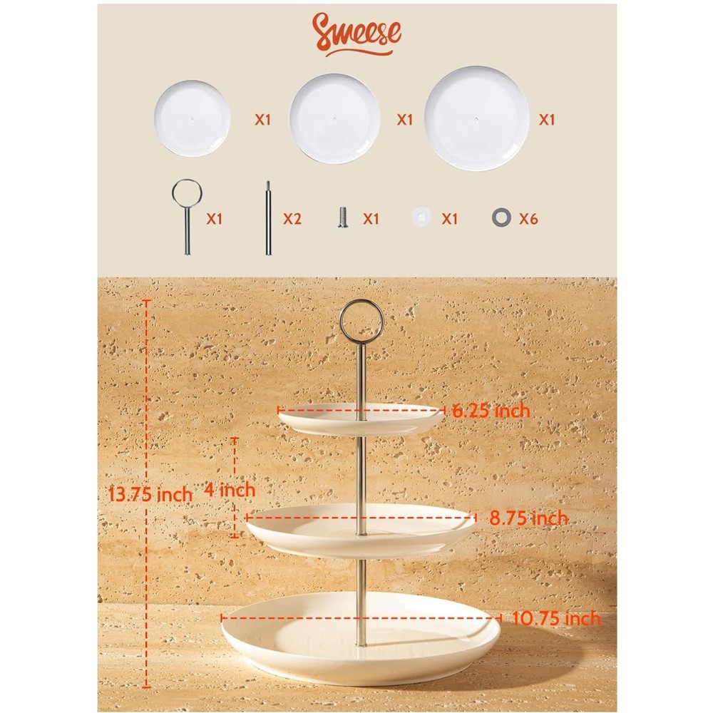 Elegant 3 Tier Cupcake Stand – White Porcelain Dessert Stand