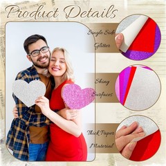20 Sheets Valentine’s 8.5×11 inches, Silver / Red / Pink / Rose / Purple