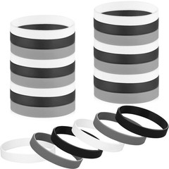 Kasyat 24 Pieces Rubber Bracelets Silicone Wristbands Blank 8 inches, White