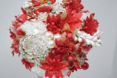 Crystal Rhinestone Pomander Kissing Ball Christmas Ornament Red White Decoration