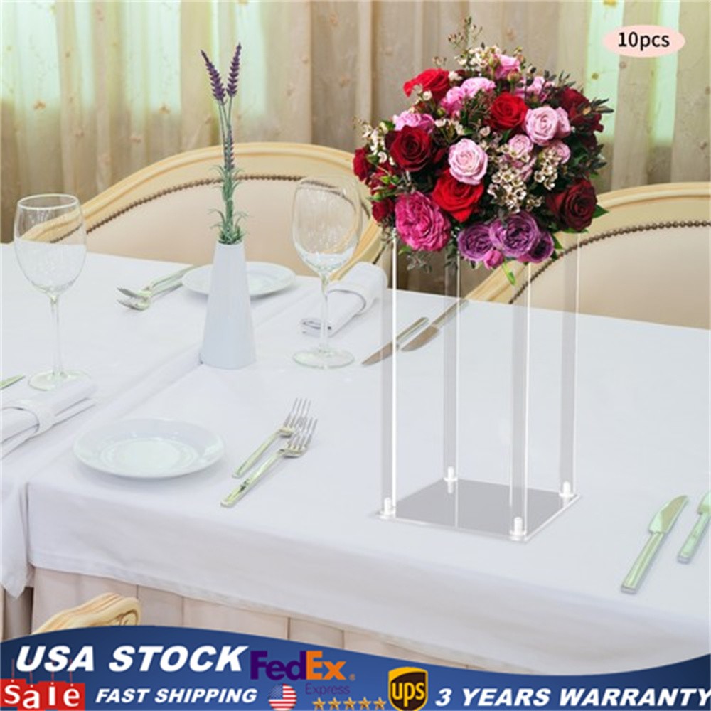 10Pcs Acrylic Flower Stands Wedding Vase Centerpiece Tall Flower Stand 15.8″ H