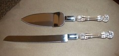 Vintage Wedding 2 Pc Hostess Set – Stainless Steel, Diamond Cut Acrylic Handles