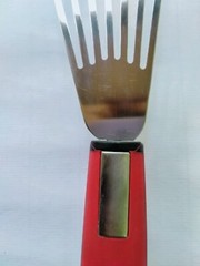 Short Narrow Slotted Spatula Cake Server Wedding Stainless Steel Red Handle New
