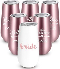 Chic 6 oz Bride Tribe Champagne Flute Set – Stainless Steel Tumblers (Pack of 6)