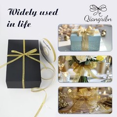 Brassy Glitter Ribbon 1/4Inch 50Yards Sparkly Sheer 1/4inchx50Yards Gold